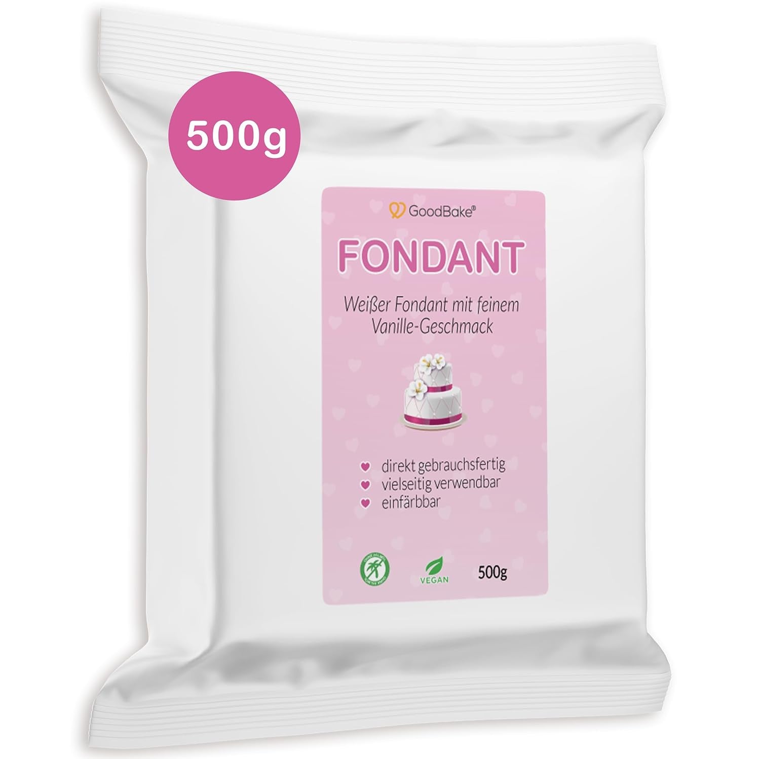GoodBake fondant czarny 500g, fondant w rolce do panierowania, formowania, ozdabiania ciast, figurek, kwiatów cukrowych i nie tylko, bez oleju palmowego, wegański, bezglutenowy Naty Shop Pasta z cukru białego