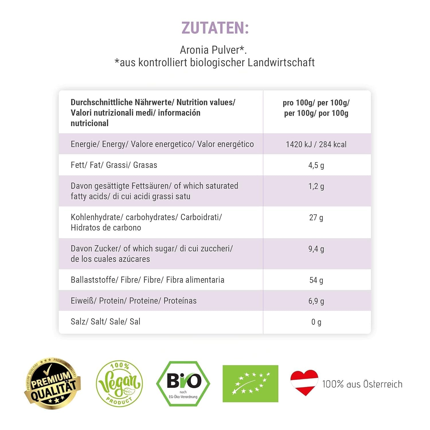 GREEN PANDA® organiczny proszek z aronii z Austrii | drobno zmielona suszona aronia | ekologiczna aronia bez dodatków | regionalna alternatywa dla proszku acai i jagód goji | 500g Naty Shop produkty suszone