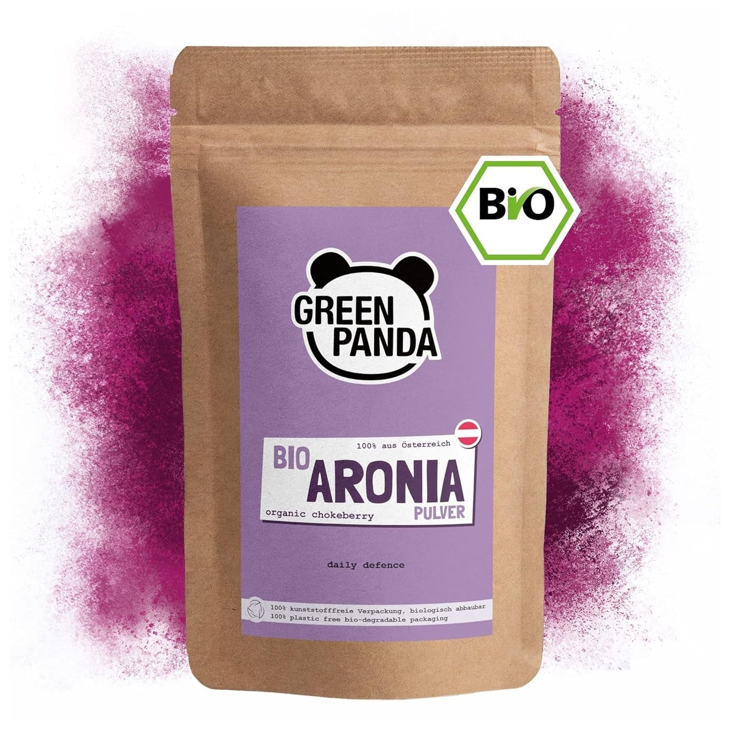 GREEN PANDA® organiczny proszek z aronii z Austrii | drobno zmielona suszona aronia | ekologiczna aronia bez dodatków | regionalna alternatywa dla proszku acai i jagód goji | 500g Naty Shop produkty suszone Domyślny tytuł