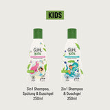 Zestaw korzyści Guhl Kids Dino - 2x szampon i żel pod prysznic Guhl Kids 2 w 1, 250 ml + 1x książeczka Pixi - Specjalnie opracowany dla dzieci - Bez ciągnięcia - Certyfikat Cosmos Natural Children - Kąpiel i pielęgnacja skóry Naty Shop