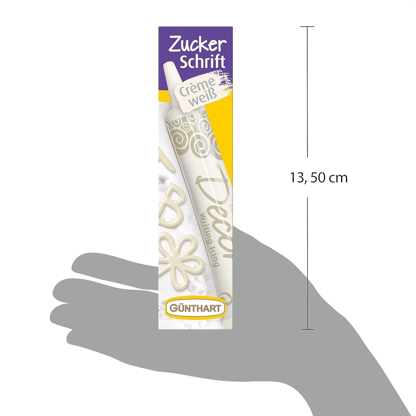 Günthart BackDecor 25 g BIAŁE litery cukrowe do dowolnego deseru w kolorze białego cukru dla pięknych liter i wzorów, 1 opakowanie (25 g) Pasta cukrowa Naty Shop