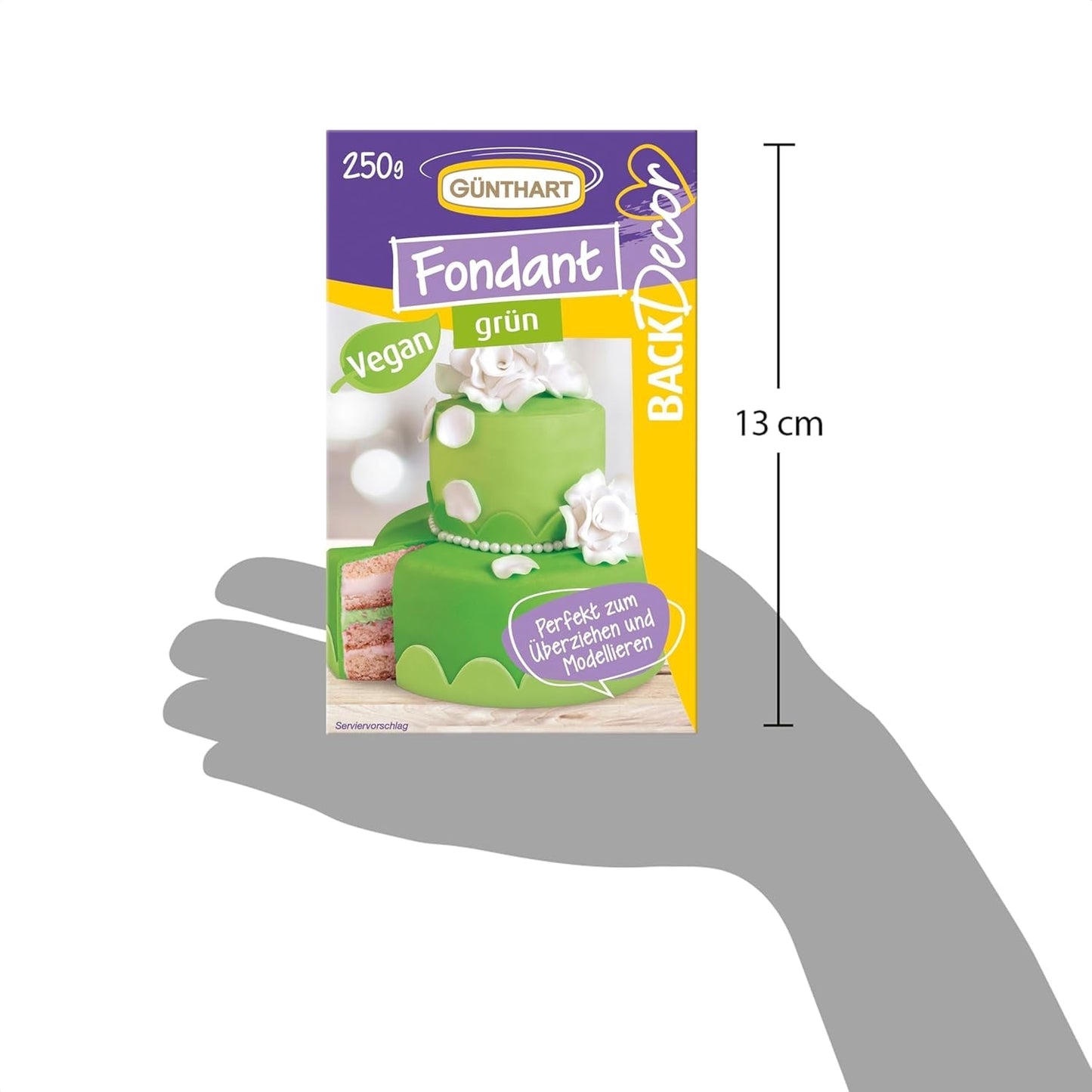 Günthart BackDecor 250 fondant green, 100% wegański, bez oleju palmowego, odporny na rozdarcie do pokrywania ciast i ciastek, nadaje się do modelowania, 1 opakowanie (1 x 250 g) Naty Shop Pasta cukrowa