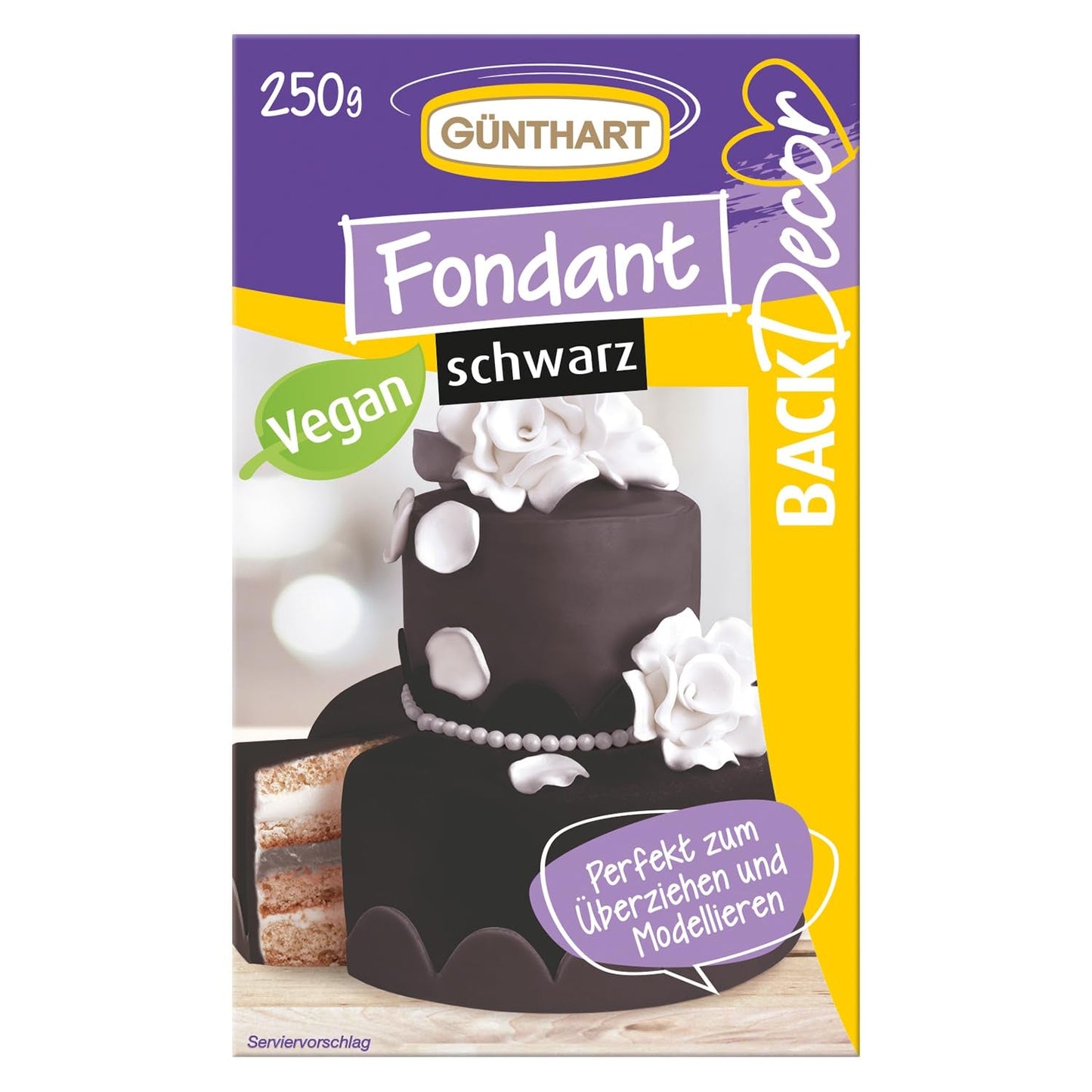 Günthart BackDecor 250 Green Fondant 100% wegański olej palmowy Odporny na rozdarcie Do pokrywania ciast i ciastek Nadaje się do modelowania 1 opakowanie (1 x 250 g) Naty Shop Pasta cukrowa 250 g (1 opakowanie) Czarna