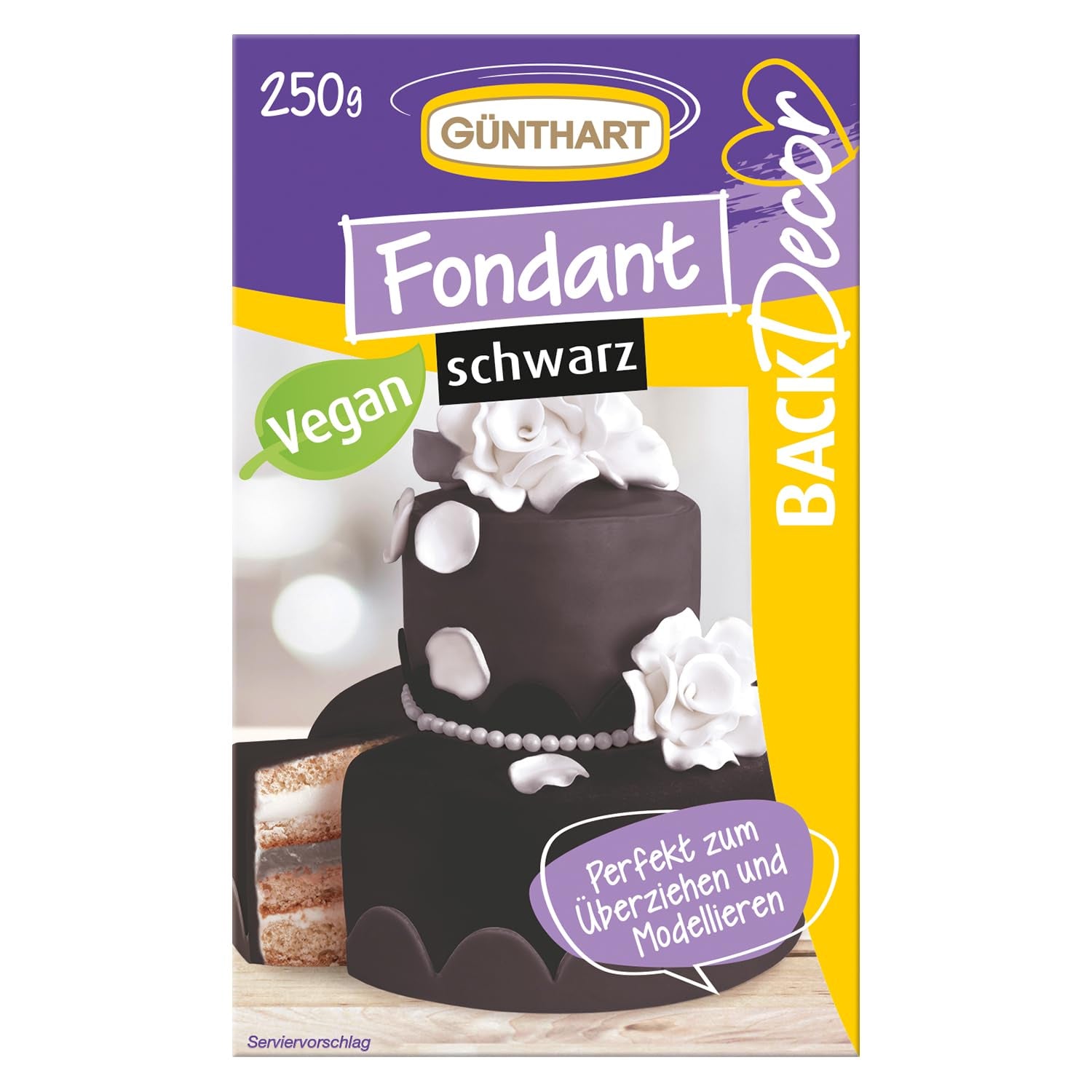Günthart BackDecor 250 Green Fondant 100% wegański olej palmowy Odporny na rozdarcie Do pokrywania ciast i ciastek Nadaje się do modelowania 1 opakowanie (1 x 250 g) Naty Shop Pasta cukrowa 250 g (1 opakowanie) Czarna