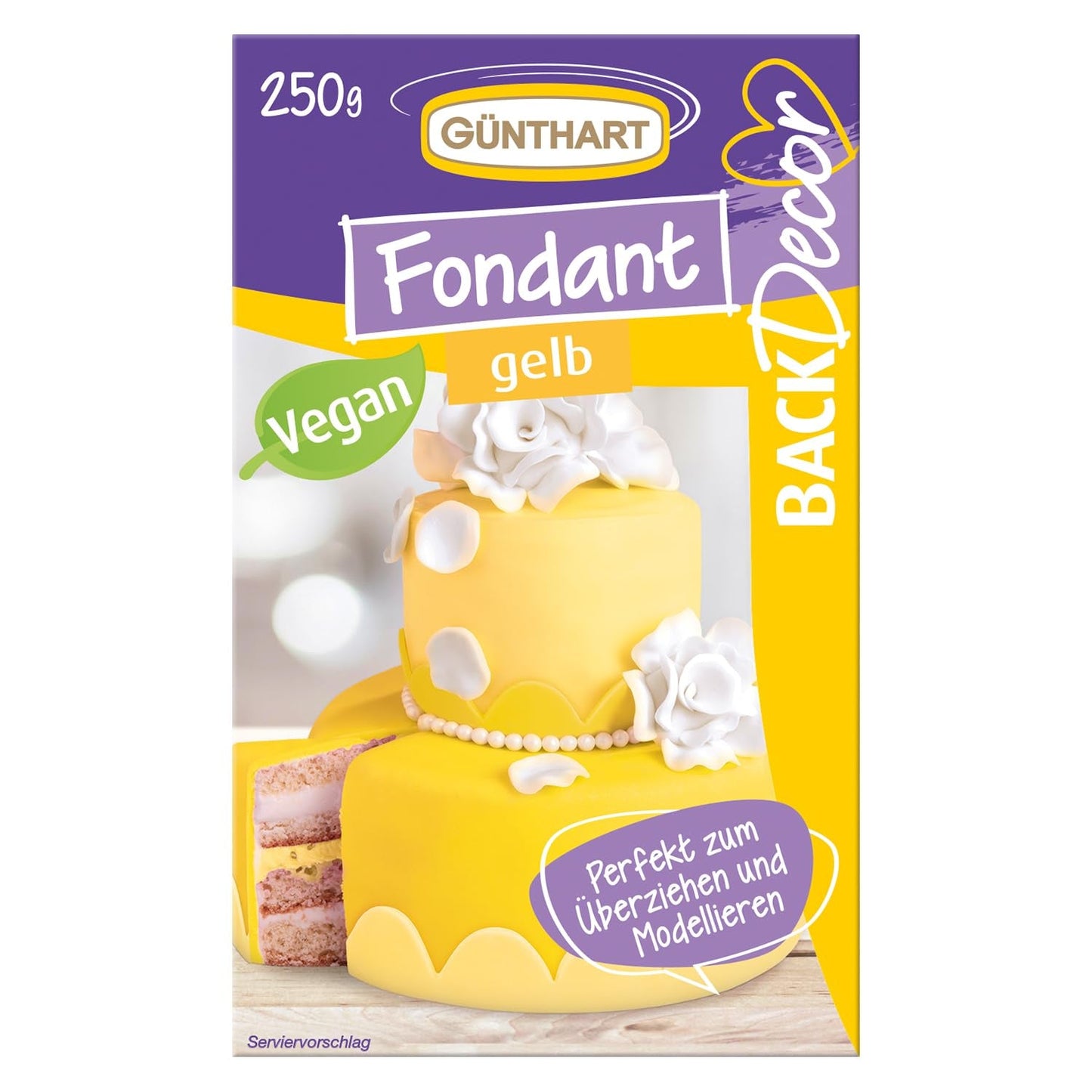 Günthart BackDecor 250 Green Fondant 100% wegański olej palmowy Odporny na rozdarcie Do pokrywania ciast i wypieków Nadaje się do modelowania 1 opakowanie (1 x 250g) Naty Shop Pasta cukrowa 250g (1 opakowanie) Żółty