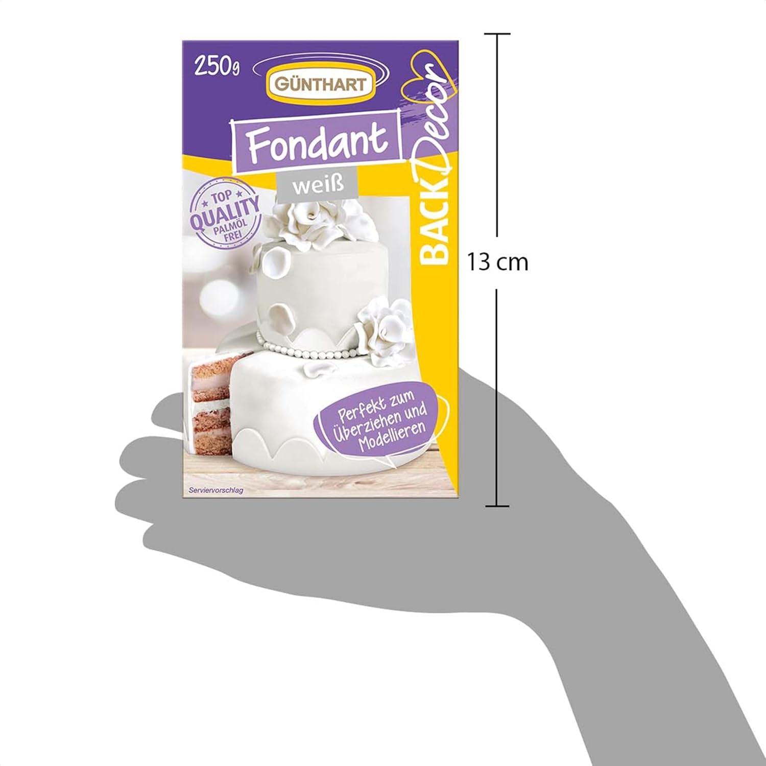 Günthart BackDecor 250g Biała Fondant, 100% wegańska, bez oleju palmowego, odporna na rozdarcie do pokrywania ciast i ciastek, odpowiednia do modelowania, opakowanie 2 szt. (1 x 250 g) Naty Shop Sugarpaste