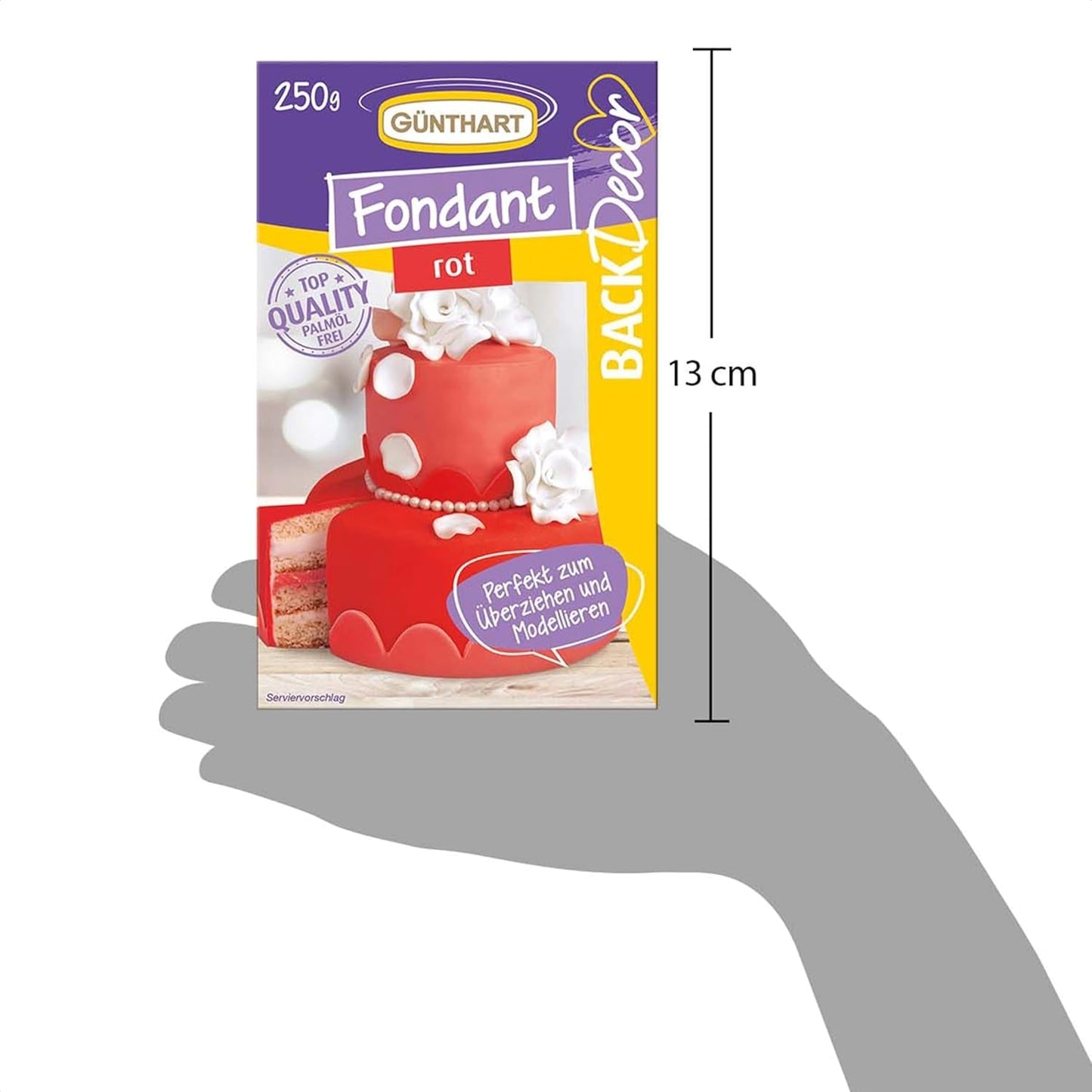 Günthart BackDecor 250g Czerwona Fondant, bez oleju palmowego, odporna na rozdarcie, do pokrywania ciast i wypieków, odpowiednia do modelowania, opakowanie 2 szt. (1 x 250 g) pasta cukrowa Naty Shop