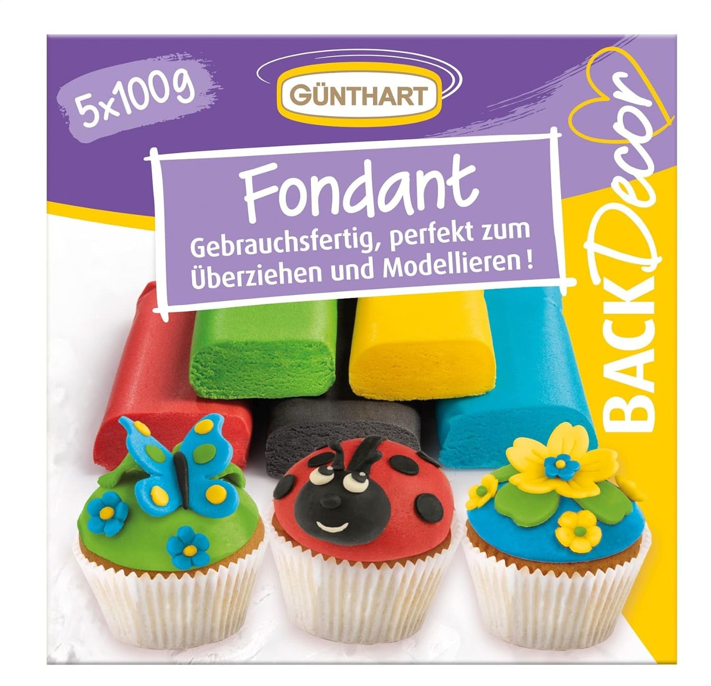 Günthart BackDecor 500g kremówka w kolorze fondant, bez oleju palmowego, glina modelarska do projektowania, zestaw 1 (500 gr) pasta cukrowa Naty Shop Default Title