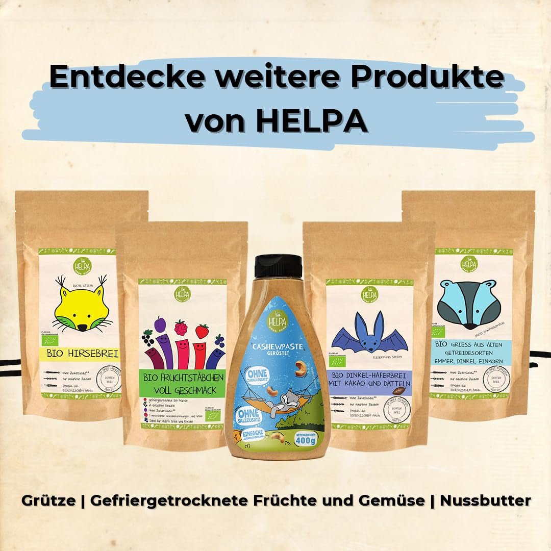 HELPA BIO saszetki z proszkiem owocowym - aromaty owocowe - owoce - truskawki - maliny - jagody - śliwki - czarna porzeczka - owoce liofilizowane 100% - żywność dla niemowląt Produkty suszone Naty Shop