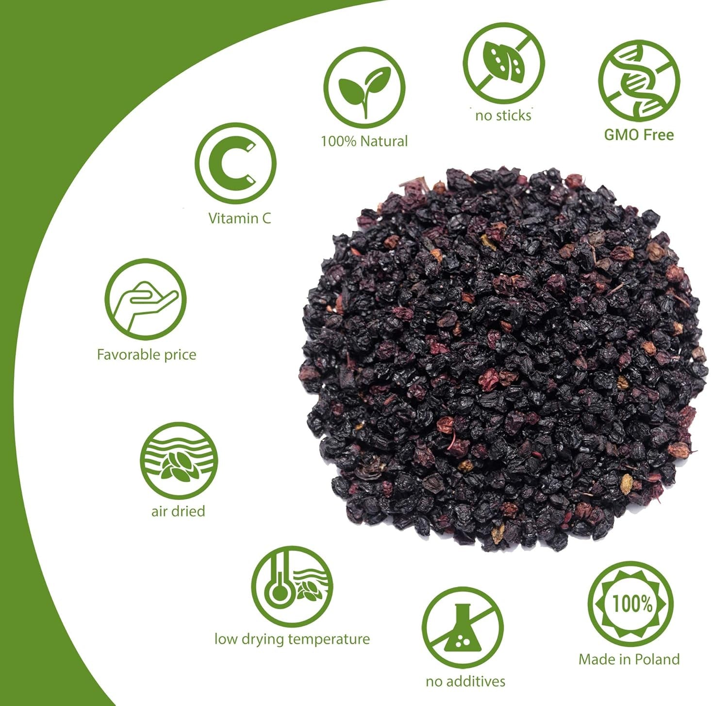 HerbaNordPol Czarny bez suszony 1kg PREMIUM, Fructus Sambuci Produkty suszone Naty Shop