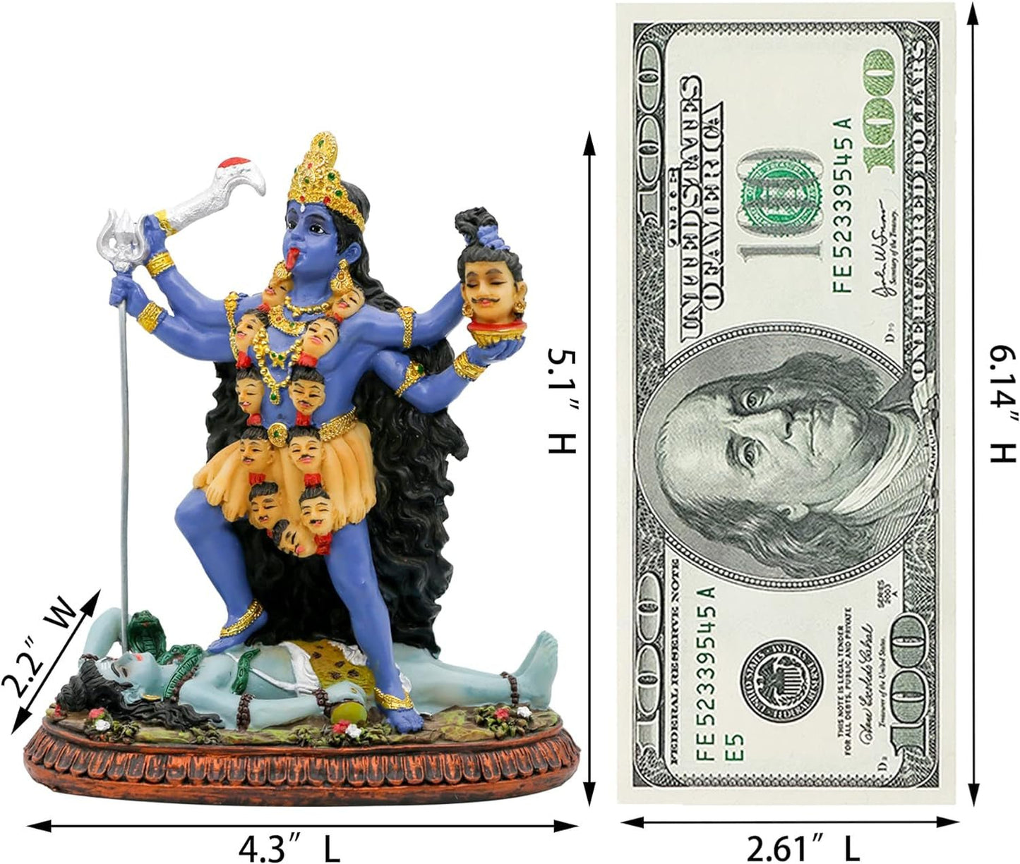 Hinduski posąg boga Kali Ma, Indie Bogini Kali Bhavatarini Statua niszczyciela Dekoracyjna hinduska bogini czasu i śmierci Figurka Murti Diwali Pooja Prezenty Biuro w domu Świątynia Mandir Ołtarz Pudża Przedmioty statuetki i rzeźby Sklep Naty