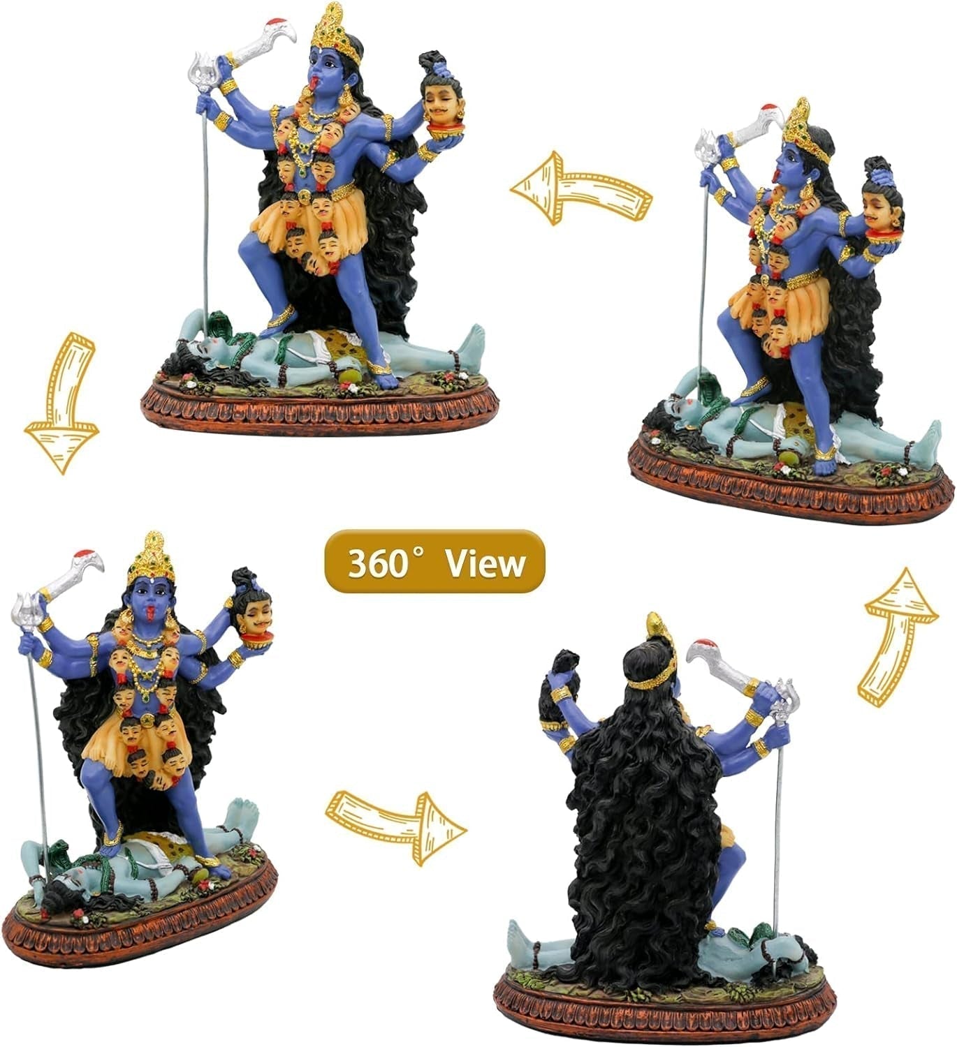 Hinduski posąg boga Kali Ma, Indie Bogini Kali Bhavatarini Statua niszczyciela Dekoracyjna hinduska bogini czasu i śmierci Figurka Murti Diwali Pooja Prezenty Biuro w domu Świątynia Mandir Ołtarz Pudża Przedmioty statuetki i rzeźby Sklep Naty