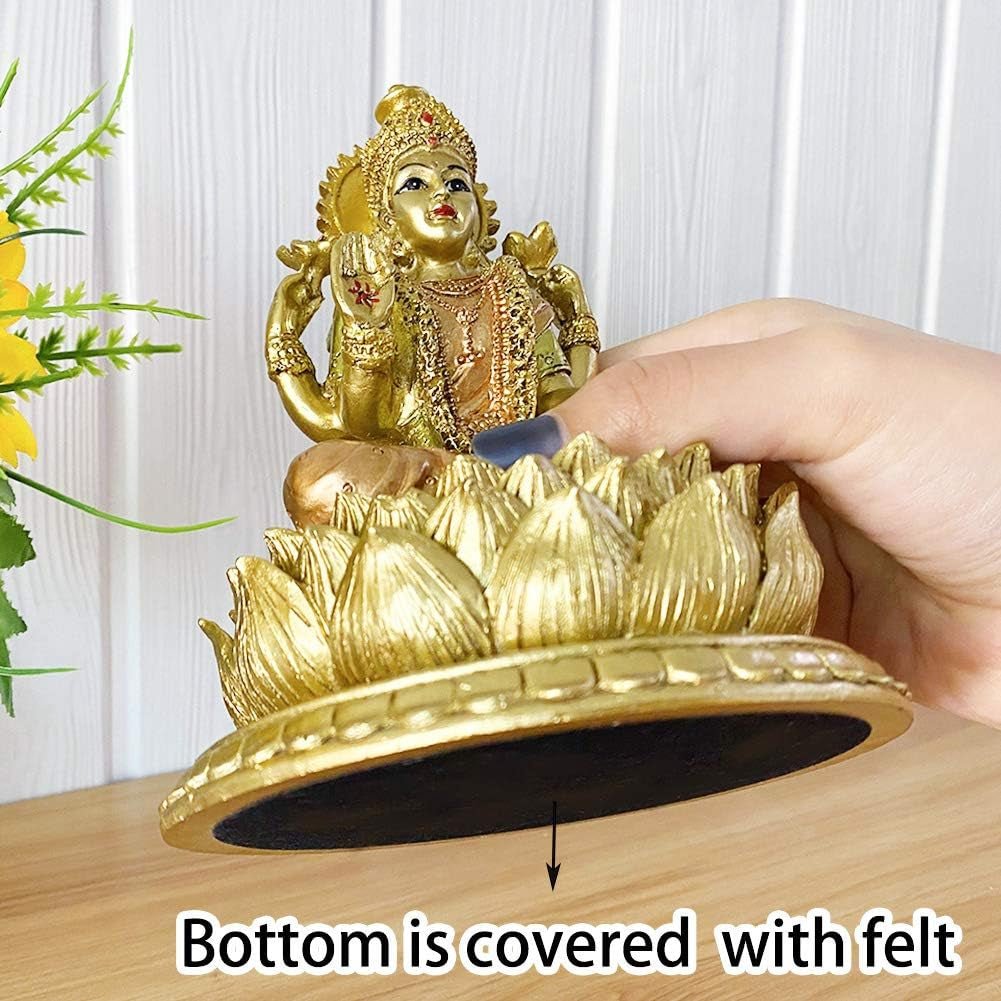 Hinduska bogini Laxmi Lotosowa rzeźba - indyjski bóg Lord Lakshmi Puja Statua - Indie Murti Idol Figurki Pooja Przedmiot Diwali Prezenty statuetki i rzeźby Naty Shop