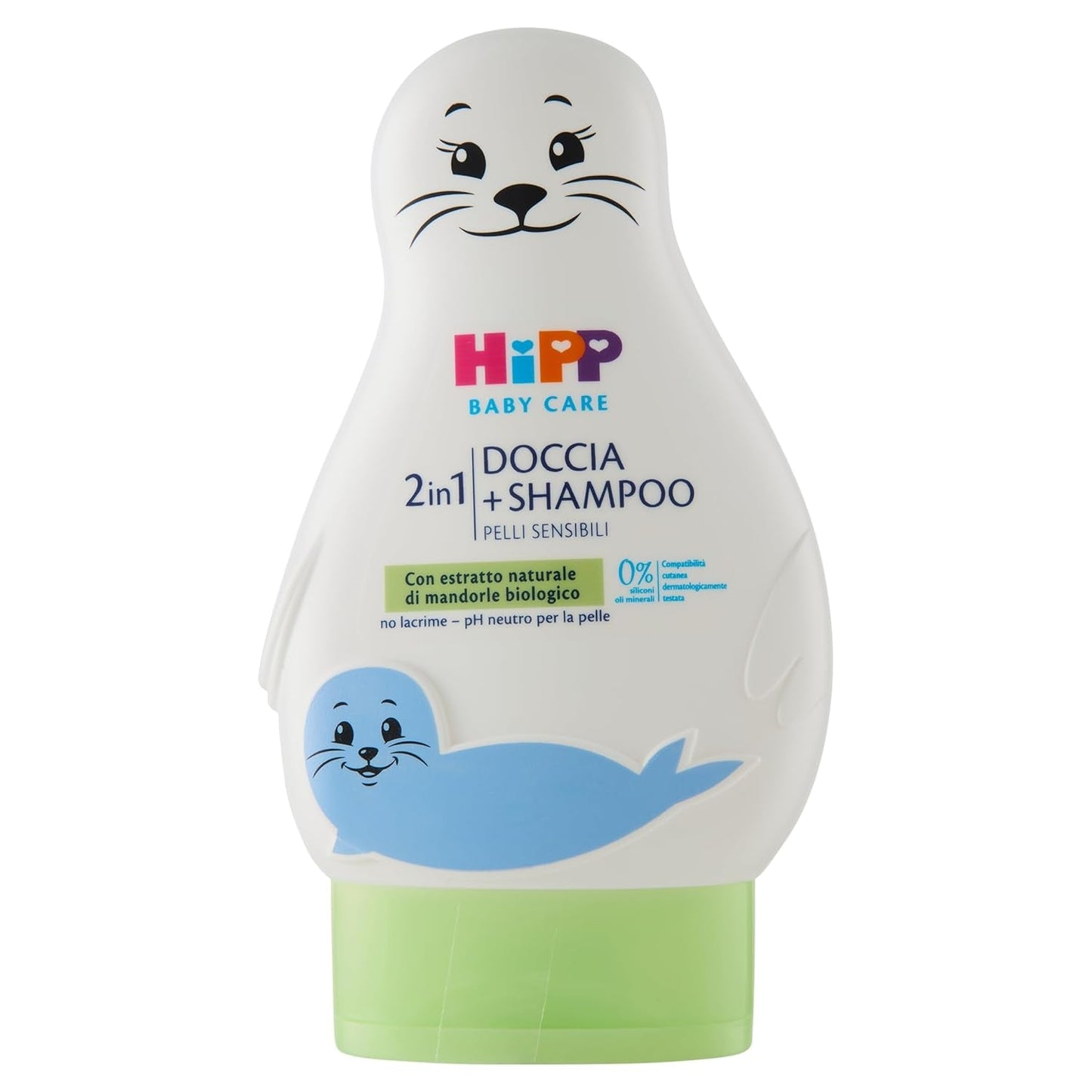 HiPP - Baby Care Szampon pod prysznic dla dzieci w kształcie zabawnej pieczęci, delikatnie myje ciało i włosy, neutralne pH, z organicznym ekstraktem z migdałów, 1 butelka 200 ml Dzieci - Kąpiel i pielęgnacja Naty Shop 200 Ml (1 opakowanie)