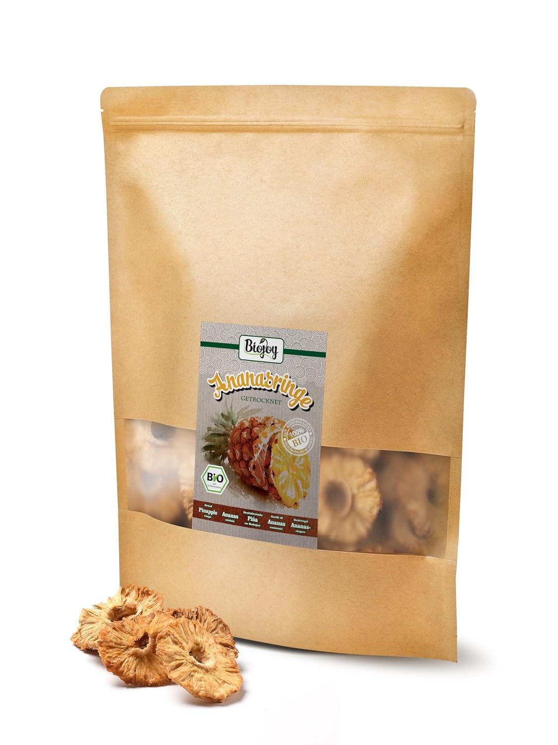Biojoy BIO krążki ananasa, suszone (1 kg), niesiarkowane Produkty suszone Naty Shop