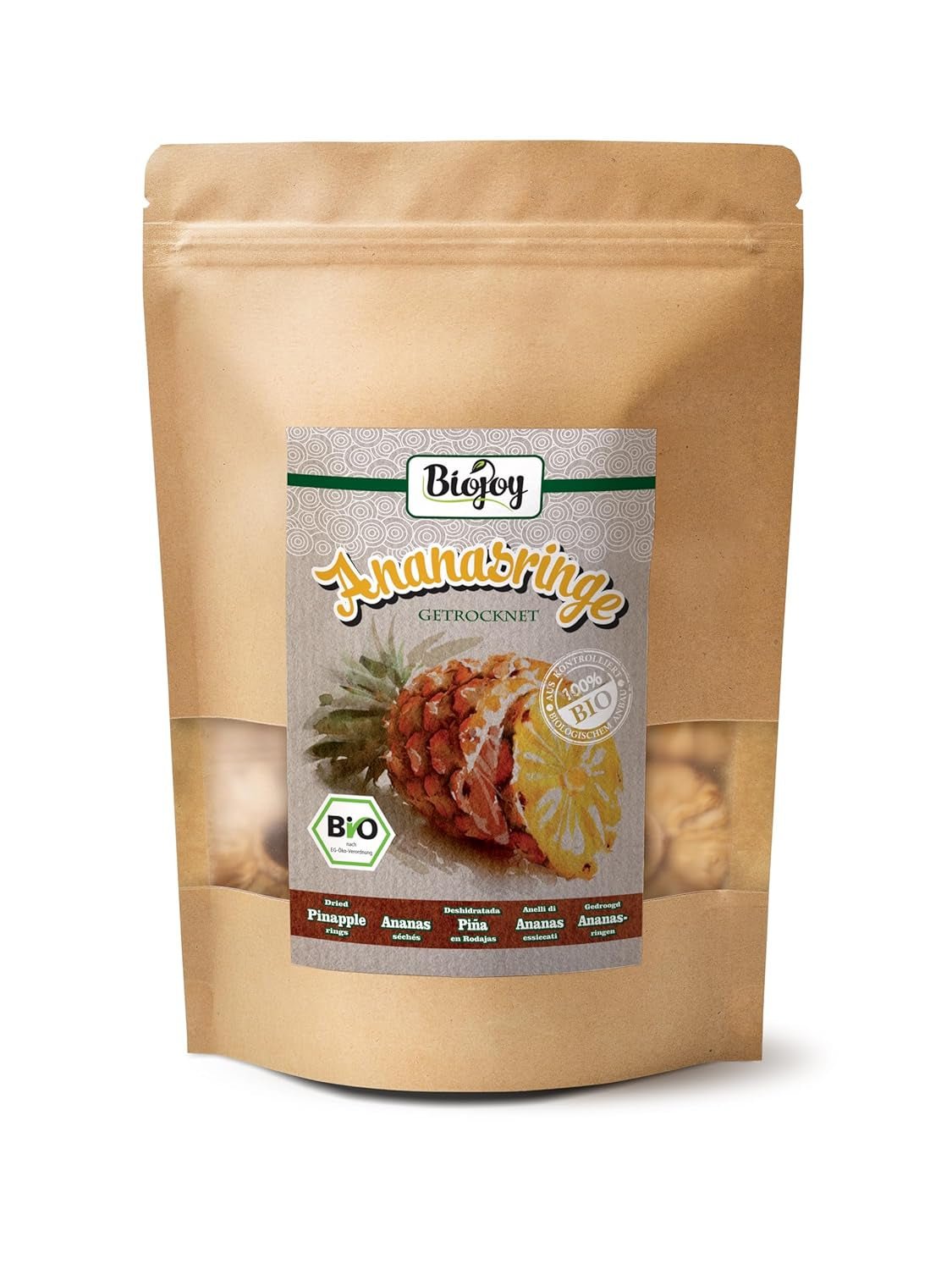 Biojoy BIO krążki ananasa, suszone (1 kg), niesiarkowane Naty Shop produkty suszone 250 G