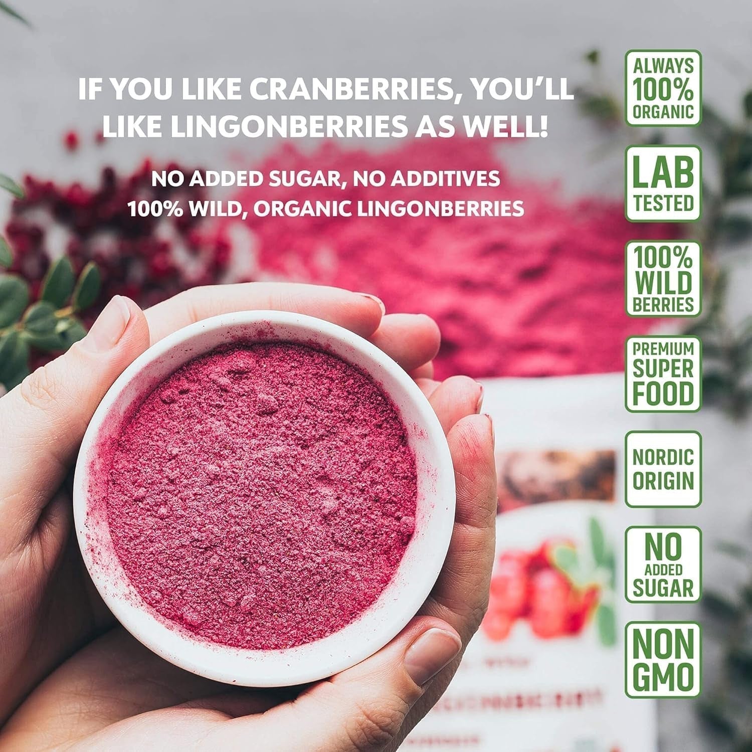 LOOV organiczny proszek jagodowy, wyprodukowany w 100% z całych, liofilizowanych jagód dzikich zebranych w lasach północnej Europy, 113g, bez dodatku cukru Naty Shop Produkty Odwodnione