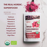 LOOV organiczny proszek jagodowy, wyprodukowany w 100% z całych, liofilizowanych jagód dzikich zebranych w lasach północnej Europy, 113g, bez dodatku cukru Naty Shop Produkty Odwodnione