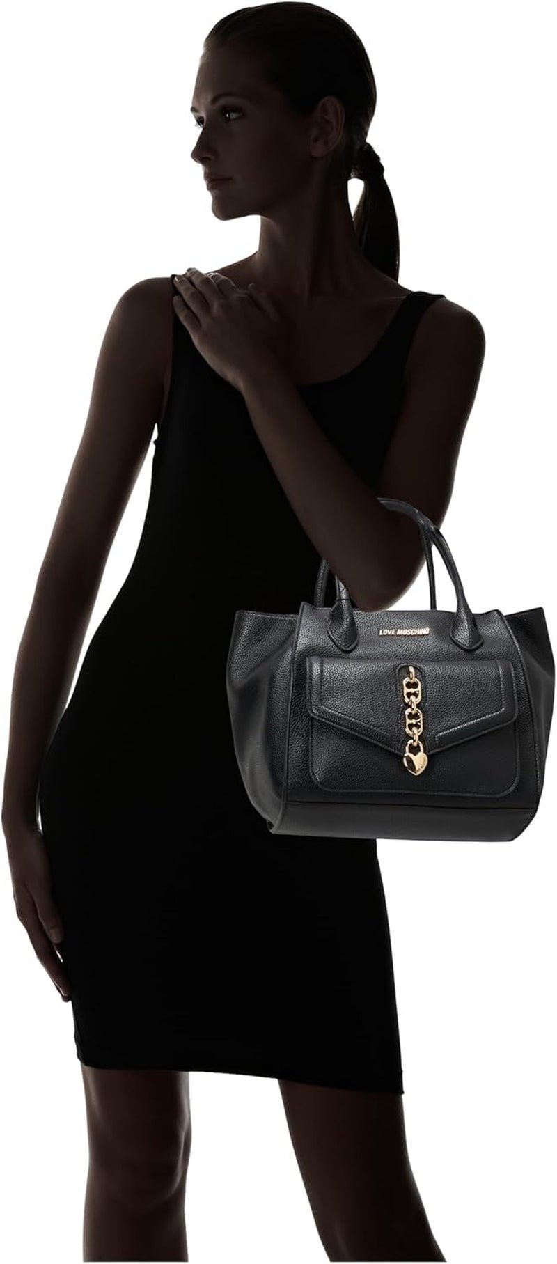 Torba na ramię Love Moschino czarna, torby damskie w jednym rozmiarze Naty Shop