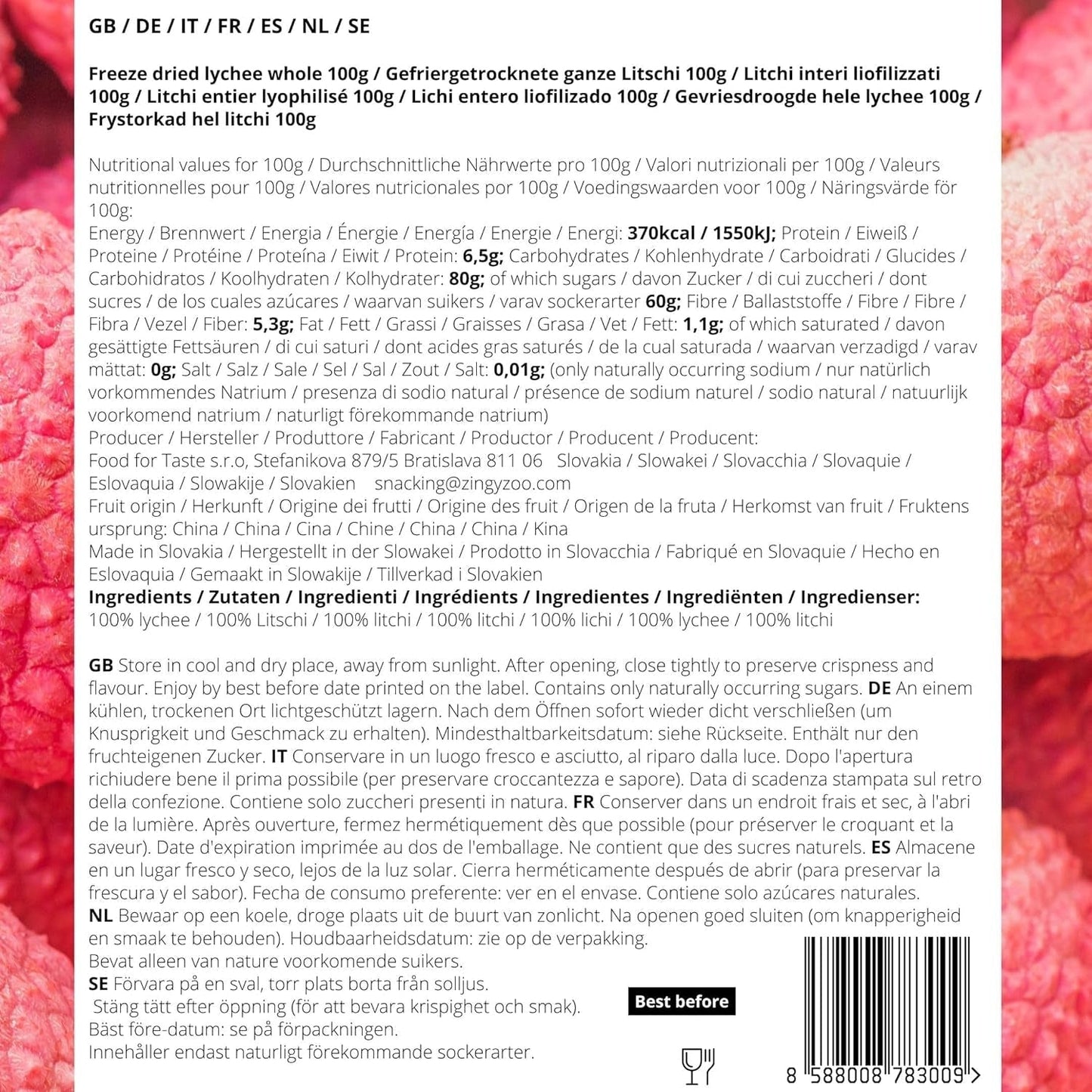 Liofilizowane liczi | 100% liczi suszone liofilizowane owoce | naturalnie suszony Wegański bezglutenowy | Nie sok z liczi Syrop z liczi | Liofilizowane owoce tropikalne liczi | ZingyZoo Produkty odwodnione Naty Shop
