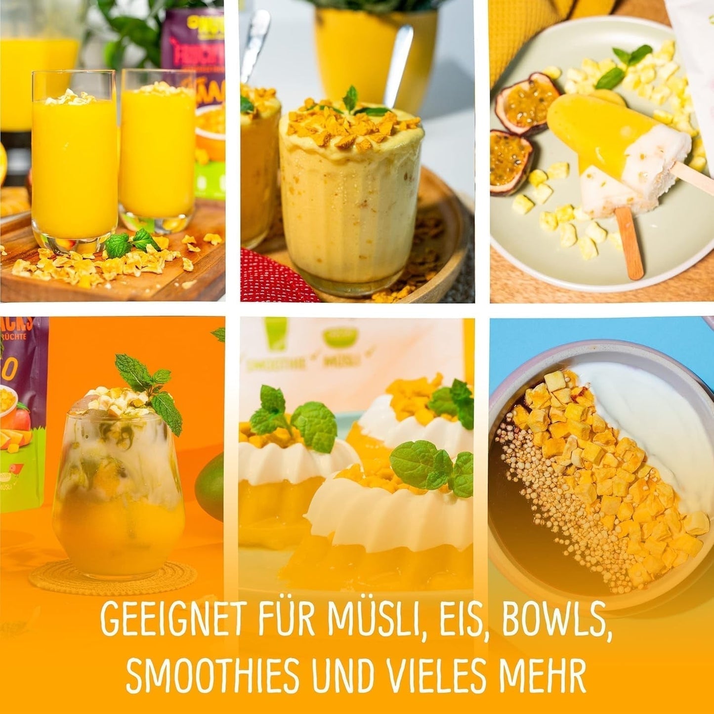 Mango liofilizowane: 100g owoców liofilizowanych z delikatnych kawałków mango bez dodatku cukru - mango suszone - mango suszone - owoce suszone - owoce suszone od NutriPur Produkty odwodnione Naty Shop