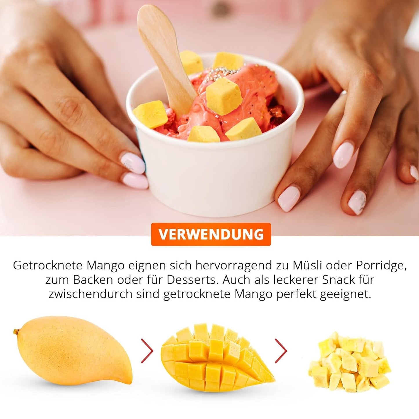 Mango liofilizowane, 250g owoców liofilizowanych, bez dodatków, owocowe, wyprodukowane w Niemczech Produkty suszone Naty Shop