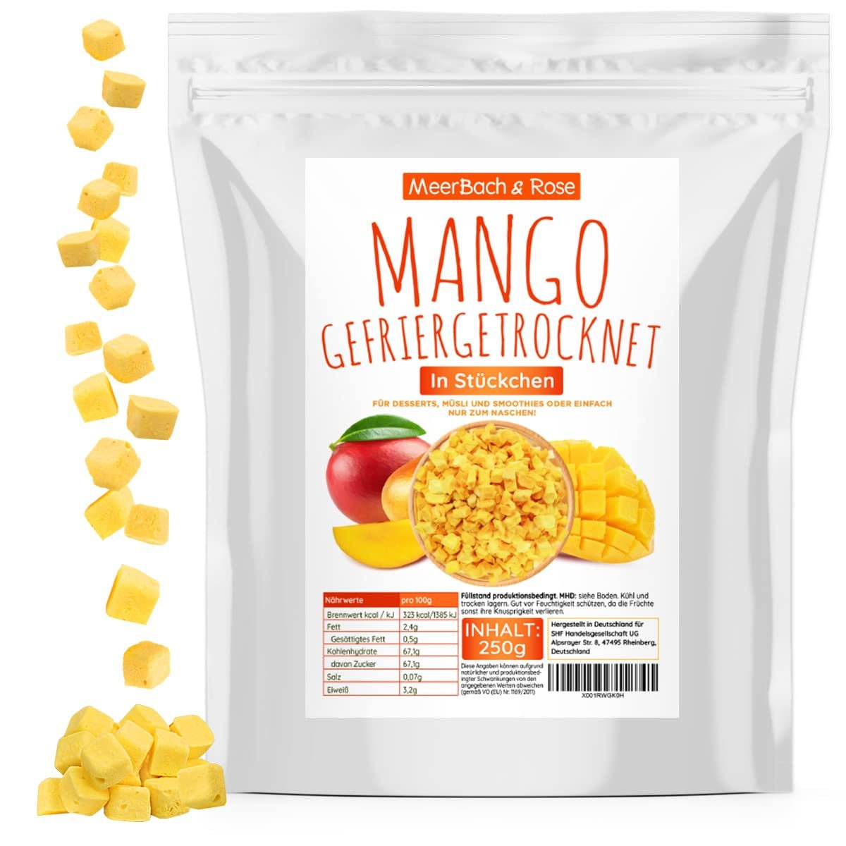 Mango liofilizowane, 250g owoców liofilizowanych, bez dodatków, owocowe, wyprodukowane w Niemczech Produkty suszone Naty Shop Domyślny tytuł