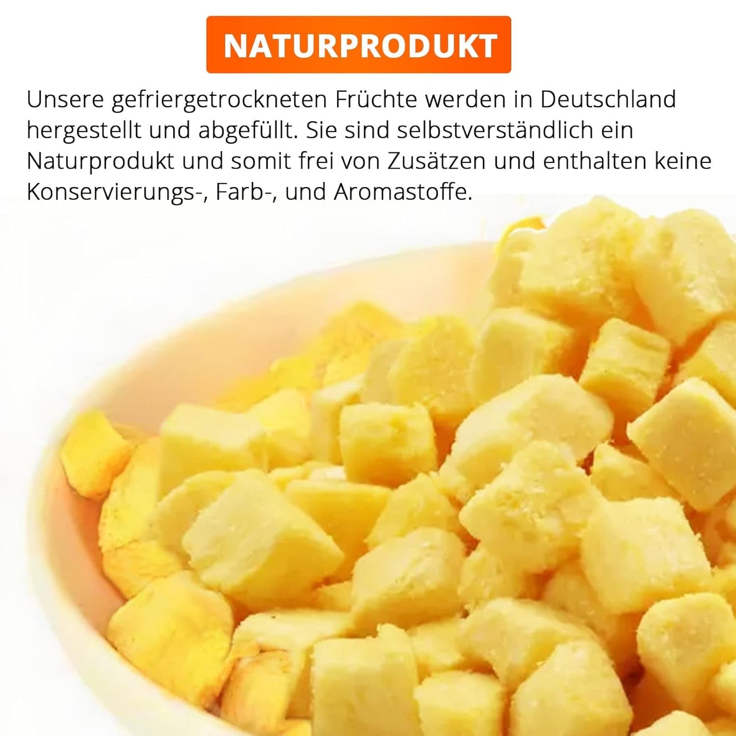 Mango liofilizowane, 250g owoców liofilizowanych, bez dodatków, owocowe, wyprodukowane w Niemczech Produkty suszone Naty Shop