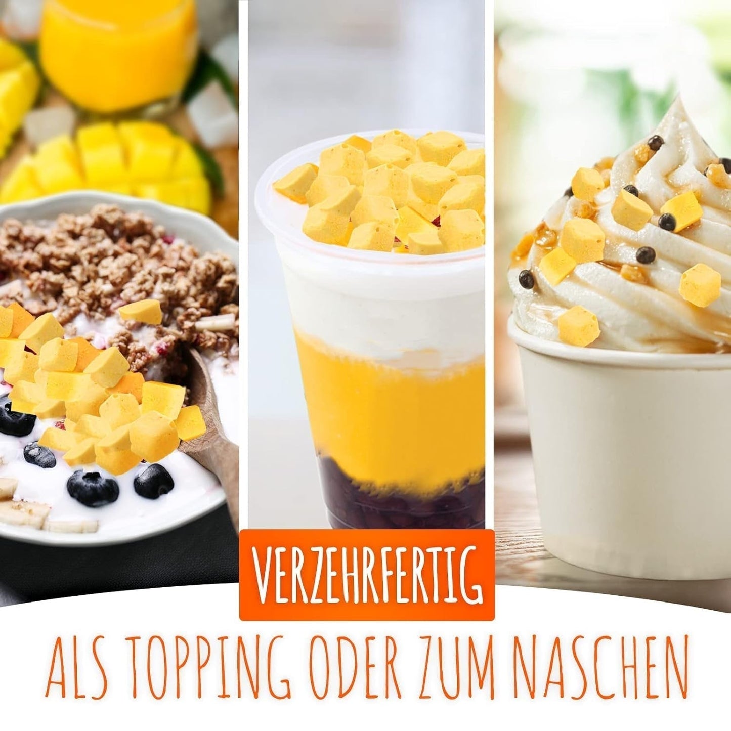 Mango liofilizowane, 250g owoców liofilizowanych, bez dodatków, owocowe, wyprodukowane w Niemczech Produkty suszone Naty Shop