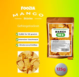 Mango liofilizowane duże kawałki Owoce liofilizowane Bez dodatków 100% czyste, naturalne mango Mango liofilizowane Owoce suszone Mango suszone 125g od Foozia (125g) Produkty suszone Naty Shop
