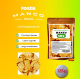 Mango liofilizowane duże kawałki Owoce liofilizowane Bez dodatków 100% czyste, naturalne mango Mango liofilizowane Owoce suszone Mango suszone 125g od Foozia (125g) Produkty suszone Naty Shop