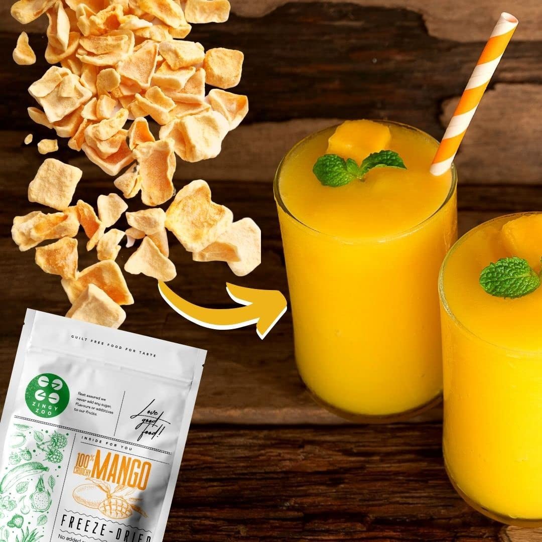 Mango liofilizowane | Bez dodatku cukru Mango liofilizowane | Mango liofilizowane Owoce mango Mango suszone | Suszone mango Suszone owoce bez dodatków | ZingyZoo suszone mango (100g) Naty Shop produkty suszone