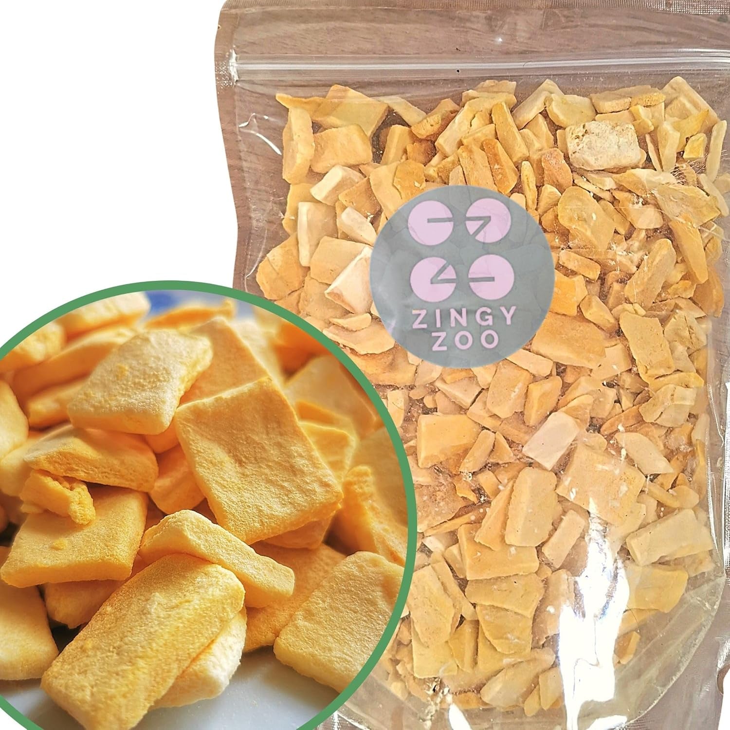 Mango liofilizowane | Bez dodatku cukru Mango liofilizowane | Mango liofilizowane Owoce mango Mango suszone | Suszone mango Suszone owoce bez dodatków | ZingyZoo Suszone Mango (100g) Naty Shop Produkty suszone Kawałki 500G