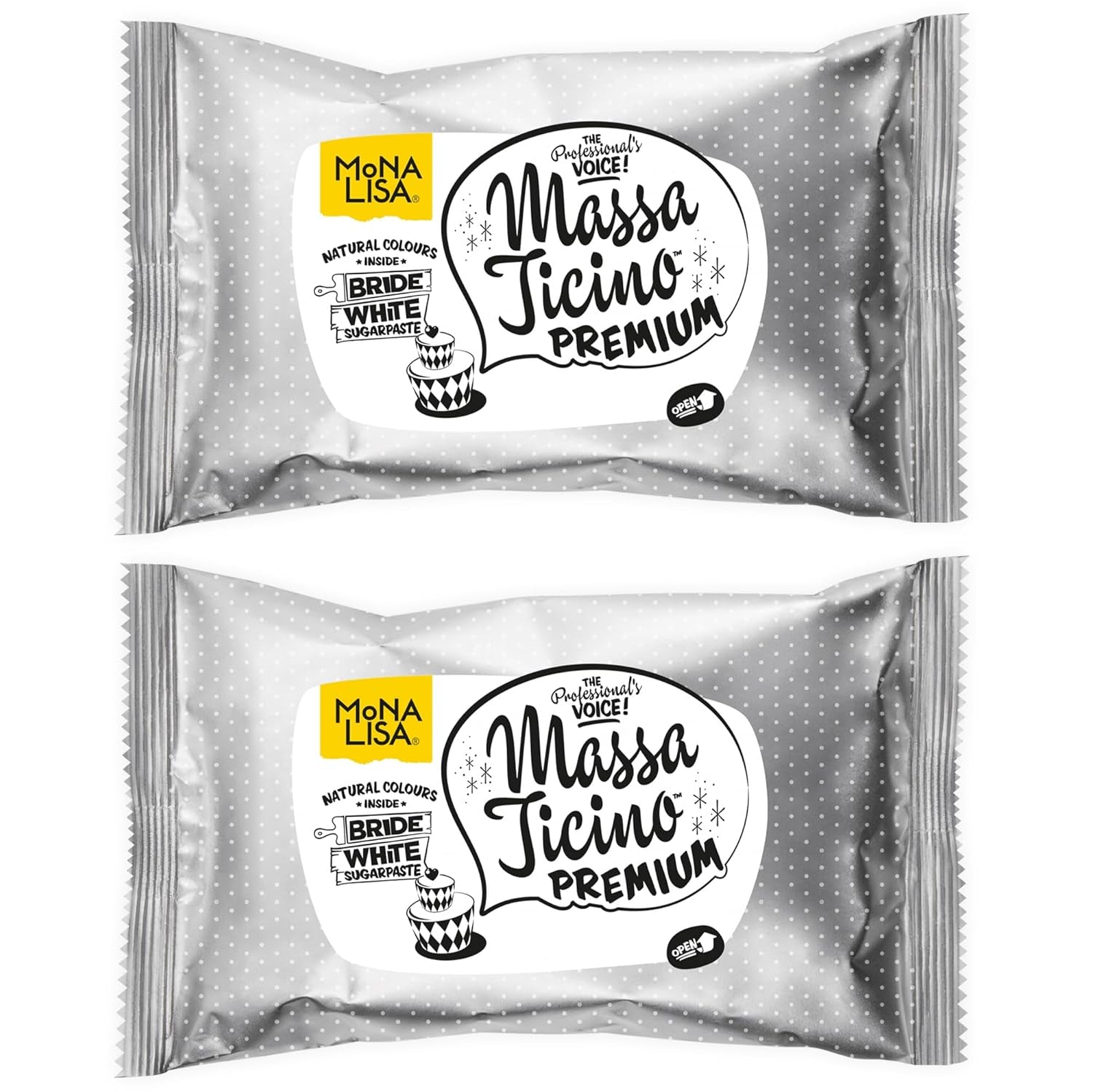 Massa Ticino Fondant White 2x 1kg - Pasta cukrowa Premium do ciast dekoracyjnych, fondant w rolkach - idealna do ciast, modelowania i dekoracji - biała fondant dla piekarzy zawodowych i amatorów Pasta cukrowa Naty Shop Default Title