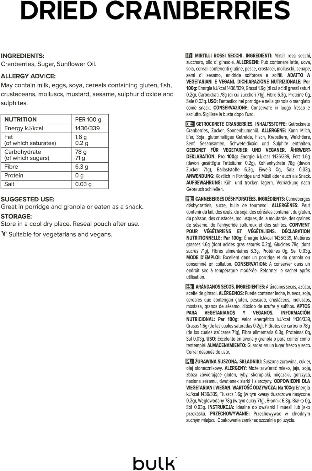 Suszona żurawina luzem 500g, opakowanie może się różnić. Produkty suszone Naty Shop