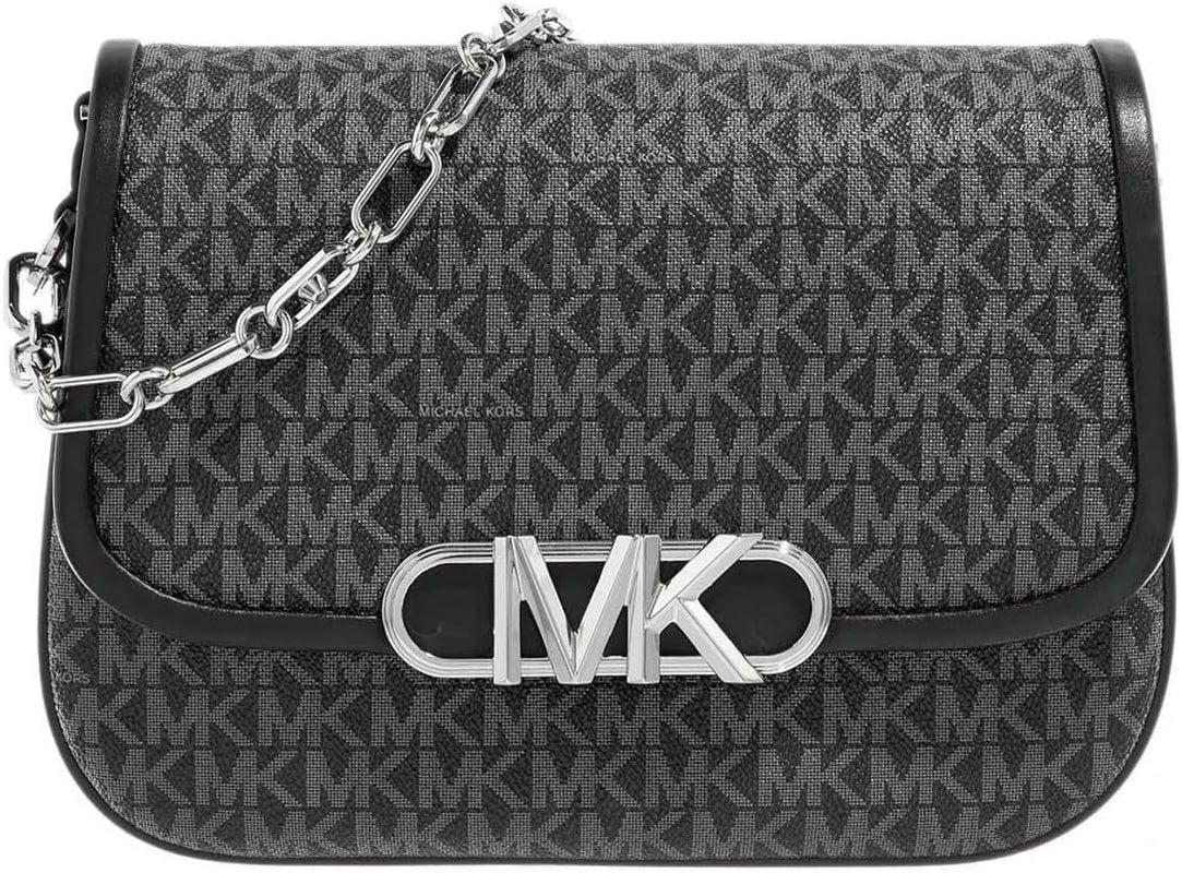 Michael Kors Ladies Parker Md Saddle Msgr Torba damska Torby Naty Shop Blk/Opticwht