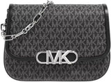 Michael Kors Ladies Parker Md Saddle Msgr Torba damska Torby Naty Shop Blk/Opticwht