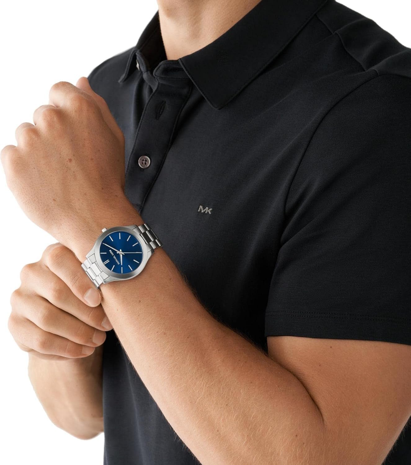 Michael Kors - Kolekcja Slim Runway Męski zegarek w kolorze srebrnym ze stali nierdzewnej MK1060SET Portfel męski Naty Shop