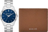 Michael Kors - Kolekcja Slim Runway Kolor srebrny Męski zegarek ze stali nierdzewnej MK1060SET Portfel męski Naty Shop Domyślny tytuł