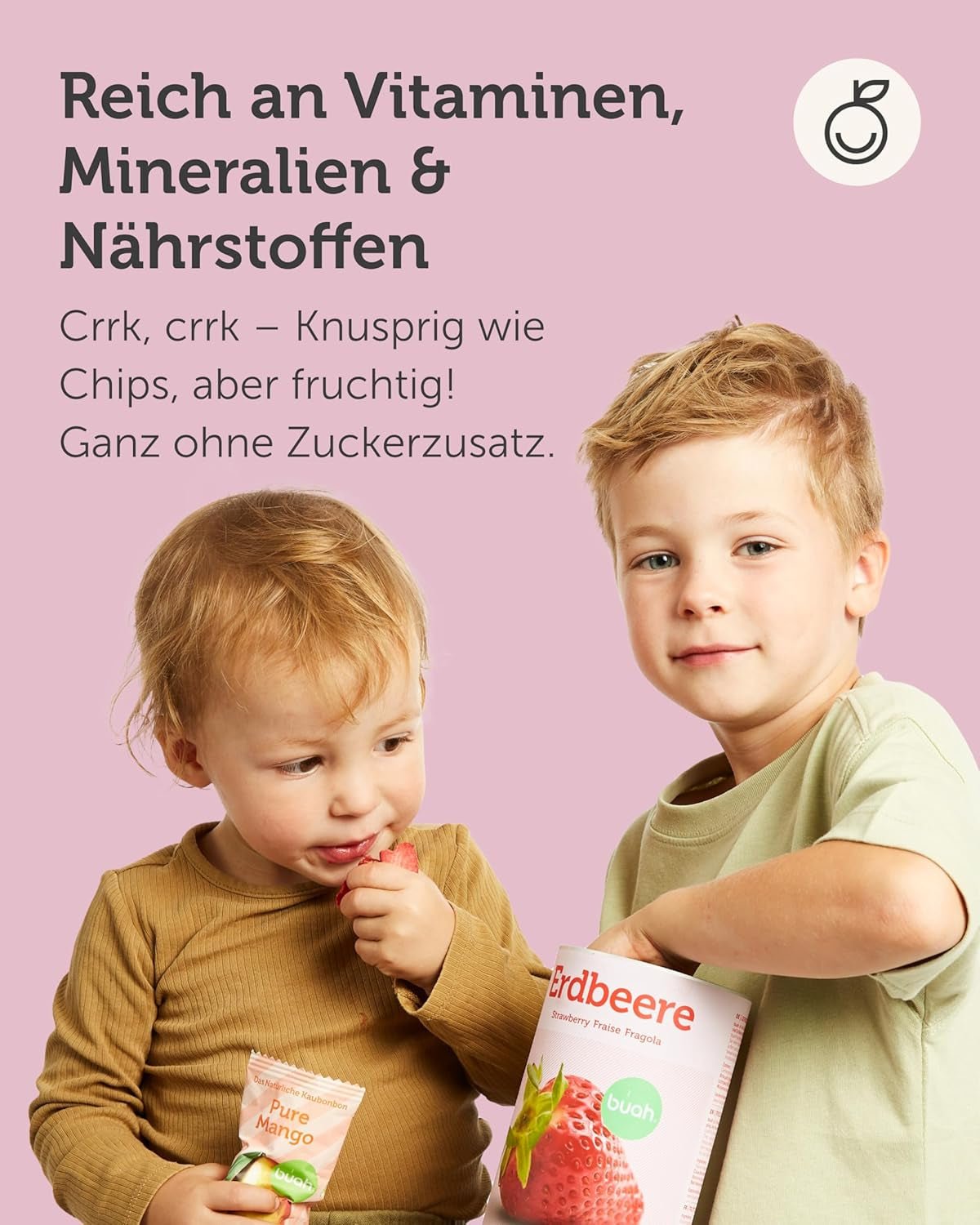 Liofilizowana mieszanka owocowa BUAH® | Liofilizowane truskawki, banany, jabłka i porzeczki bez dodatku cukru | 100% owoców | Wegańskie, bezglutenowe, bez laktozy (140g) Produkty suszone Naty Shop