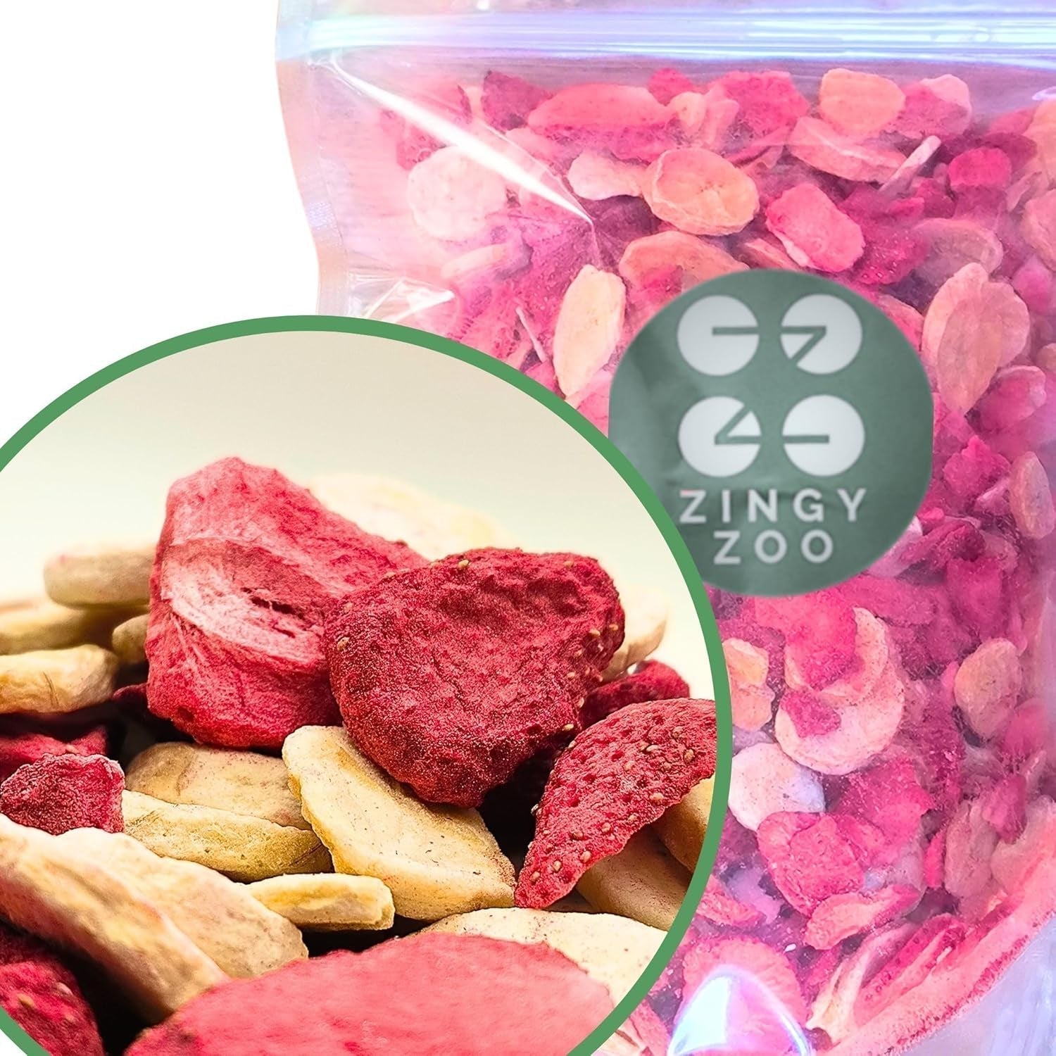 Mieszanka owoców liofilizowanych ErdBana XL 300g | Banany liofilizowane + truskawki liofilizowane Zestaw do degustacji owoców liofilizowanych | Mieszanka owoców liofilizowanych truskawkowo-bananowych | ZingyZoo Naty Sklep Produkty suszone 500g Truskawki i Banany