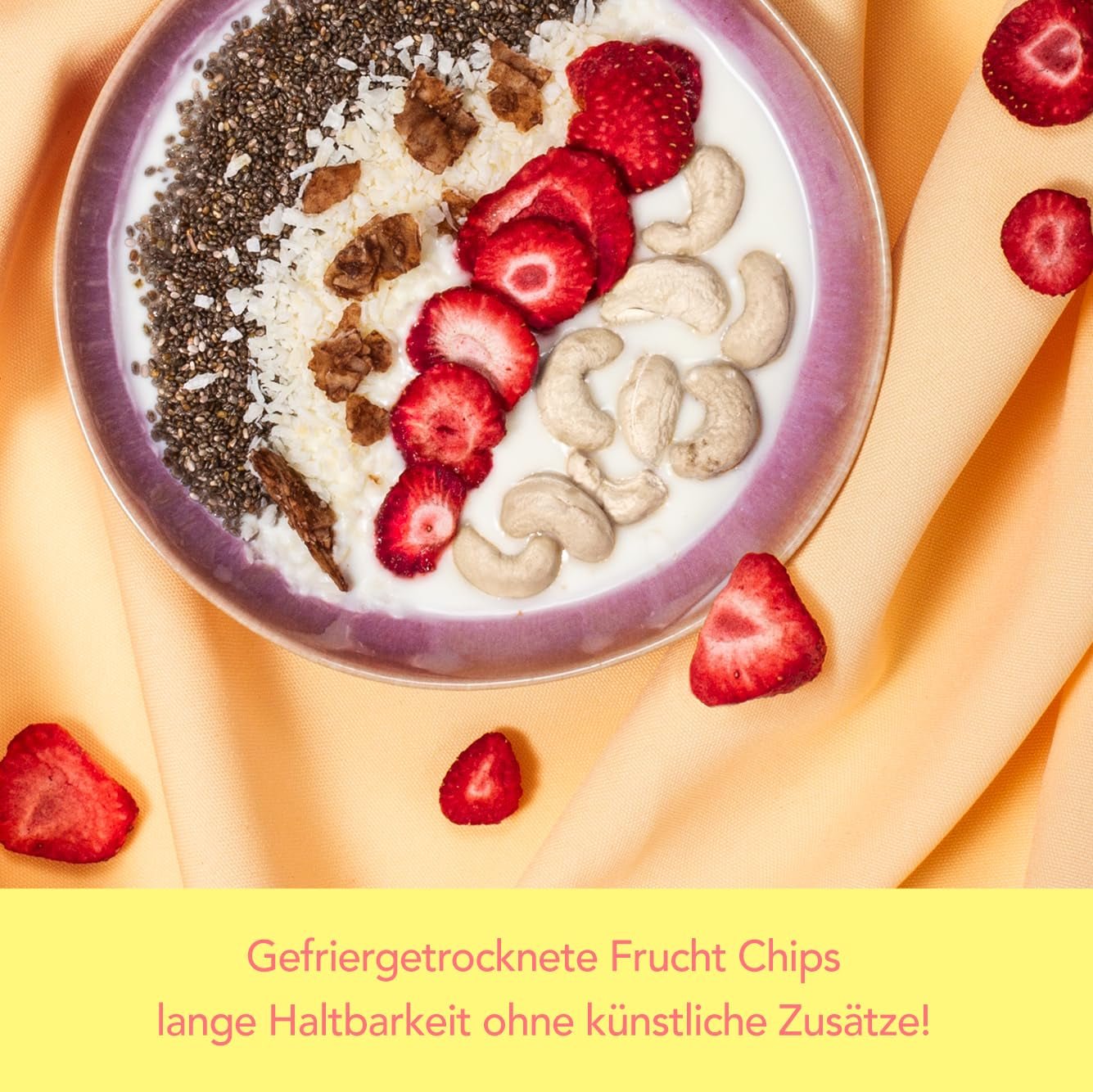 Chipsy liofilizowane mono - chipsy truskawkowe 300g ze 100% naturalnych truskawek - suszone owoce tropikalne - suszone owoce truskawek - przekąska do musli i deserów - chipsy truskawkowe Produkty suszone Naty Shop