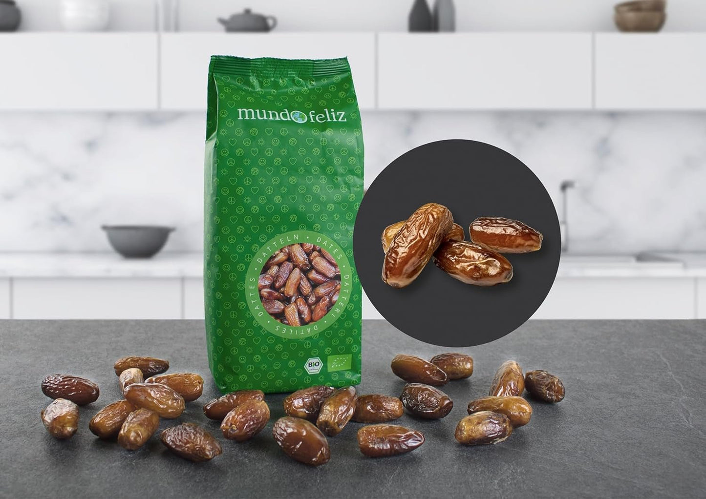 Mundo Feliz Daktyle suszone z nasionami z upraw ekologicznych, 2 x 500 g Produkty suszone Naty Shop
