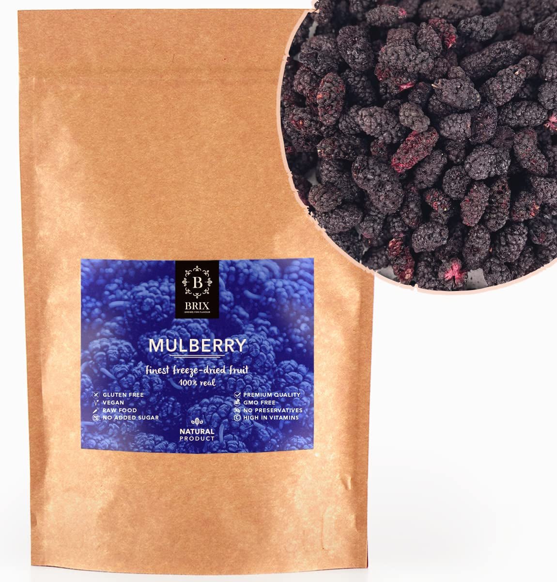 Jeżyna BRIX | Naturalne suszone jeżyny 95 g | Nagroda Great Taste dla suszonych owoców | Bez GMO, bezglutenowe, wegańskie, z konserwowanymi witaminami Naty Shop Produkty suszone Domyślny tytuł
