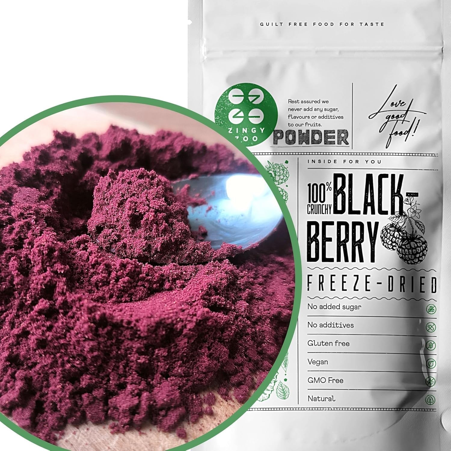 Jeżyny liofilizowane w proszku | 100% proszek z owoców liofilizowanych Naturalny suszony owoc bez dodatków | proszek owocowy Liofilizowany proszek z jeżyn Produkty suszone Naty Shop 100G