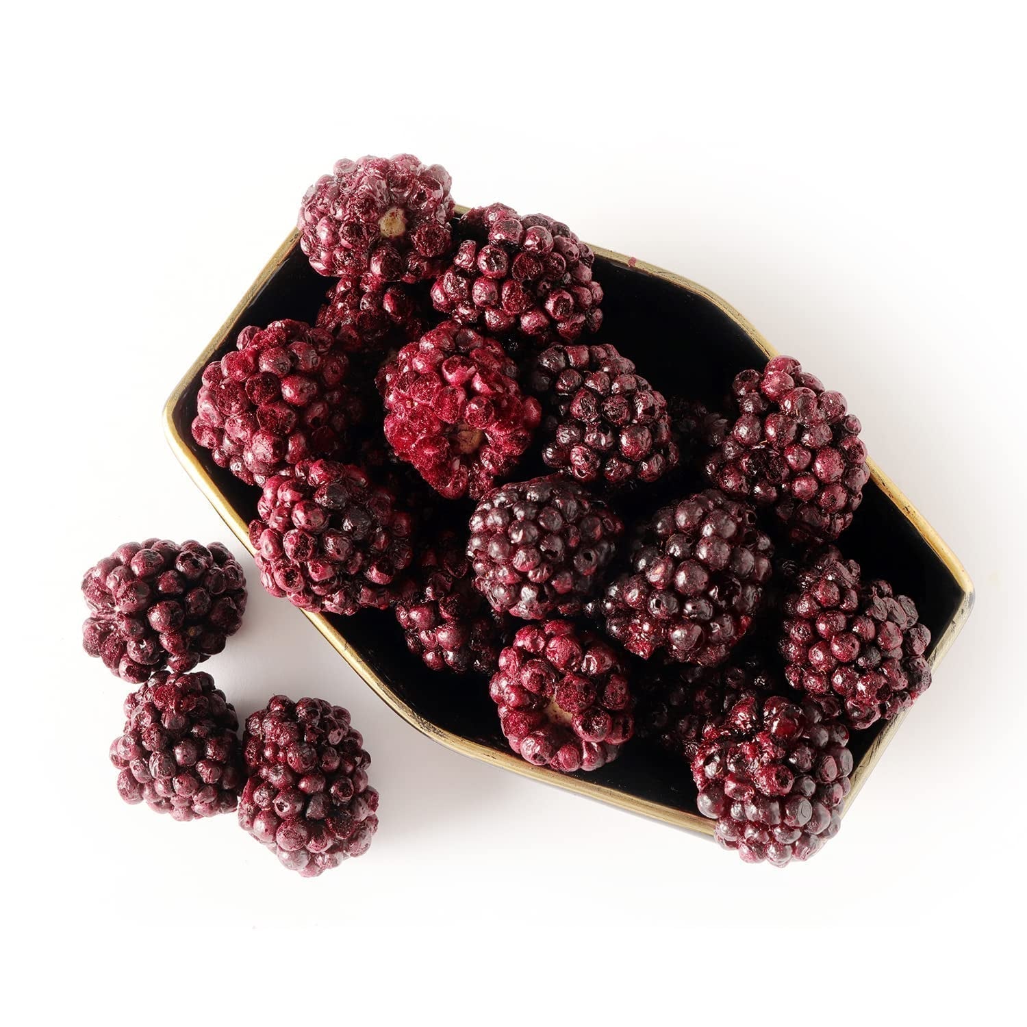 Jeżyny liofilizowane całe 100g - Owoce liofilizowane - Owoce suszone liofilizowane - Jeżyny liofilizowane całe do pieczenia, dekoracji ciast, przekąsek, musli, deserów Produkty odwodnione Naty Shop