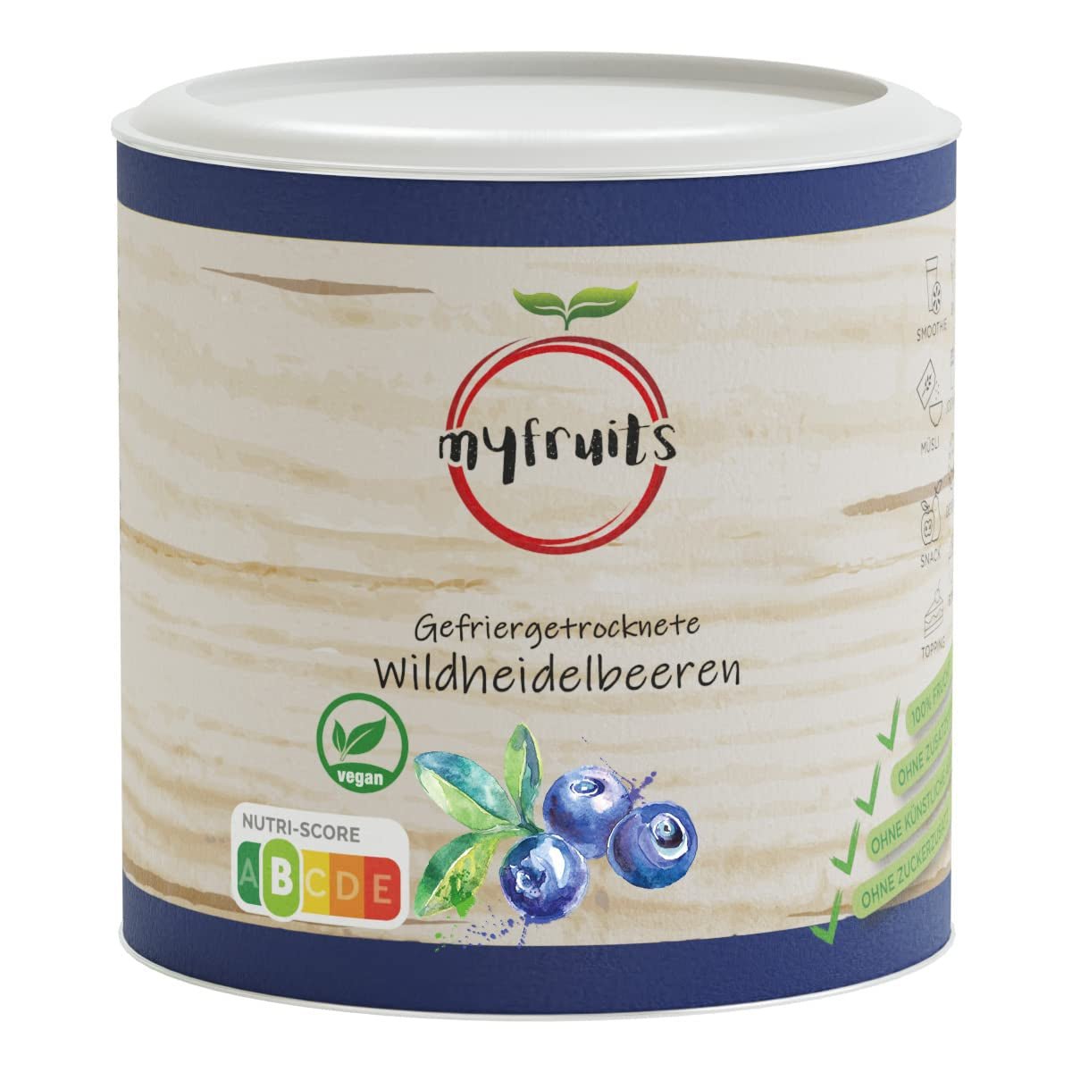 myfruits borówki leśne, jagody liofilizowane, 70g, bez dodatków, 100% borówek leśnych, owoce liofilizowane i owoce suszone Produkty suszone Naty Shop Domyślny tytuł