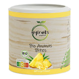myfruits organiczny ananas liofilizowany, 300g, suszone owoce bez dodatków, 100% ananas w dużych kawałkach, owoce liofilizowane do musli lub jako przekąska Produkty suszone Naty Shop 85 Gram