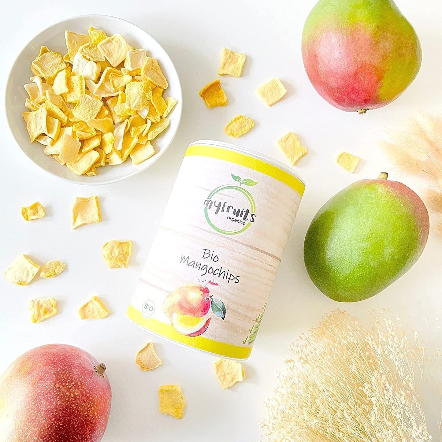 myfruits organiczne mango, owoce liofilizowane, 300g, chipsy owocowe, bez dodatków, 100% mango, owoce liofilizowane i suszone do musli lub przekąsek... Produkty odwodnione Naty Shop
