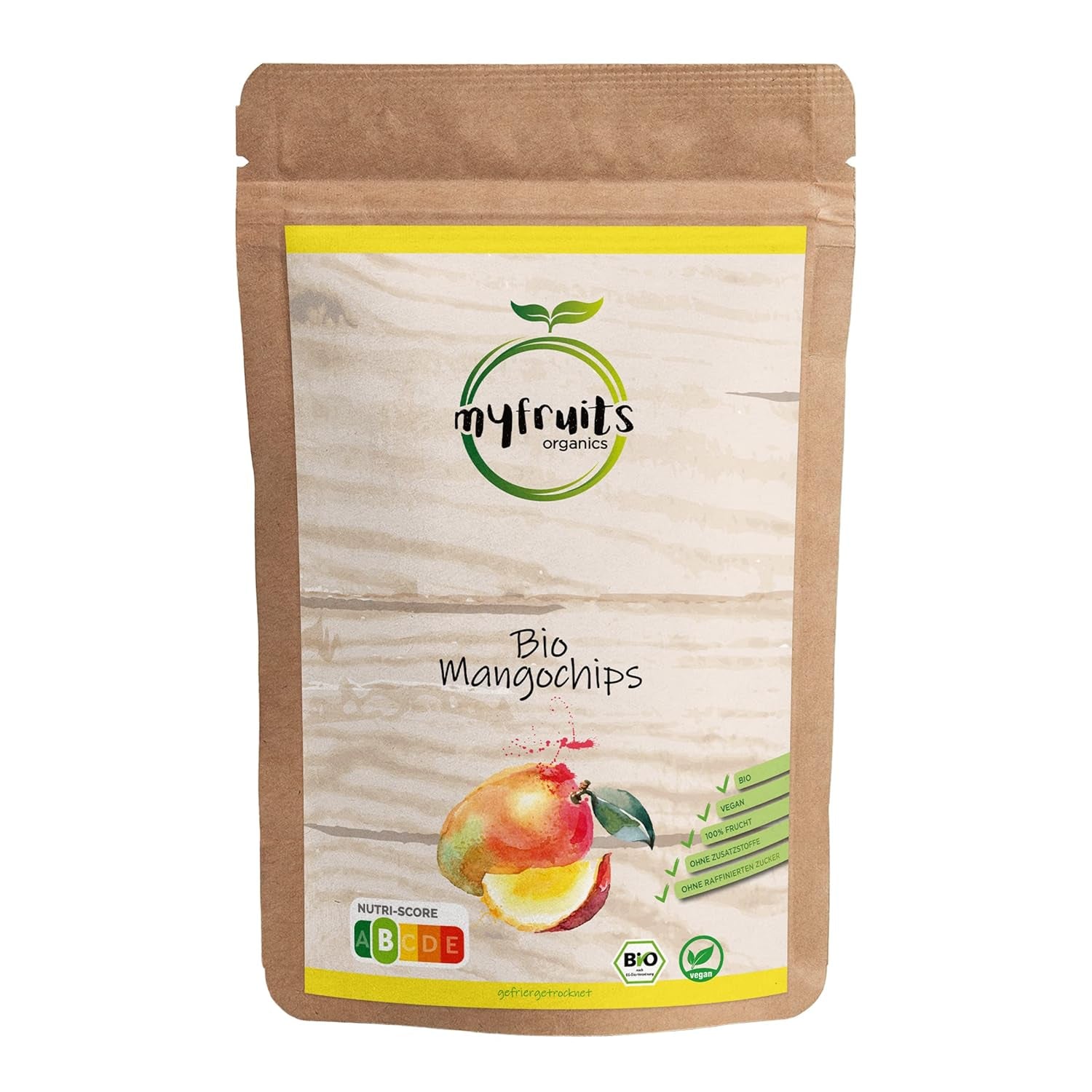 myfruits organiczne mango, owoce liofilizowane, 300g, chipsy owocowe, bez dodatków, 100% mango, owoce liofilizowane i suszone do musli lub przekąsek... Produkty suszone Naty Shop 300 G (1 opakowanie)